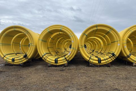yellow coils of pipeline